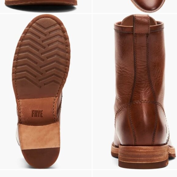 FRYE Veronica Combat Boot Cognac Brown Tan - Leather - Picture 4 of 16